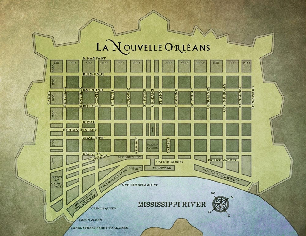 Alter Stadtplan New Orleans