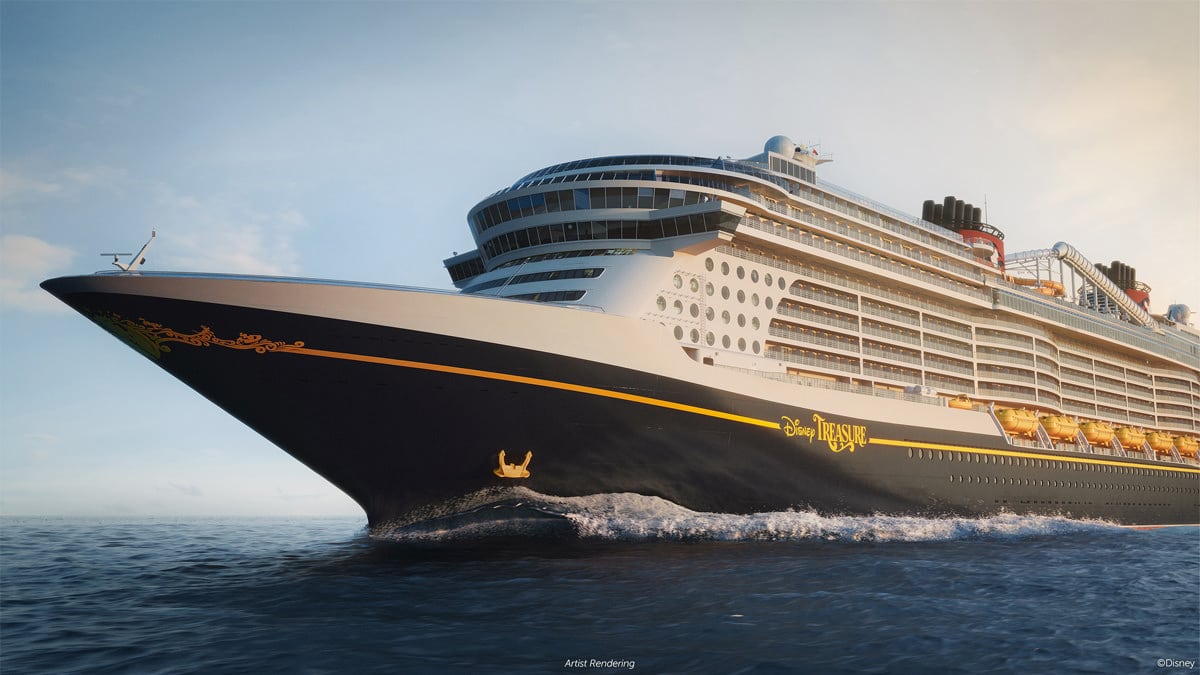 An Bord der „Disney Treasure“, dem sechsten Schiff der Disney Cruise Line-Flotte, das 2024 in See stechen wird, erwarten einen zahlreiche neue Abenteuer. Foto: Disney