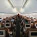 a row of empty seats in an airplane