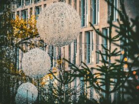 white and gray ball ornament