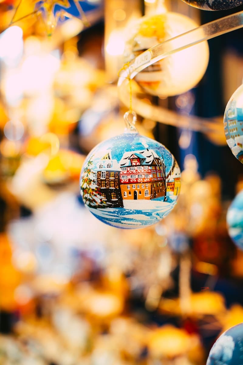 blue and white christmas bauble