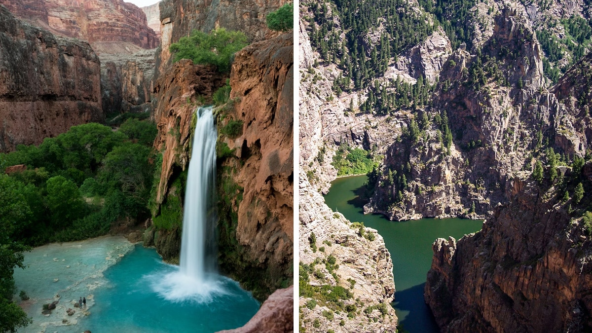Links: Havasu Falls im Grand Canyon, Foto: Evan Sanchez / Unsplash

Rechts: Black Canyon of the Gunnison, Foto: Joshua J. Cotten / Unsplash