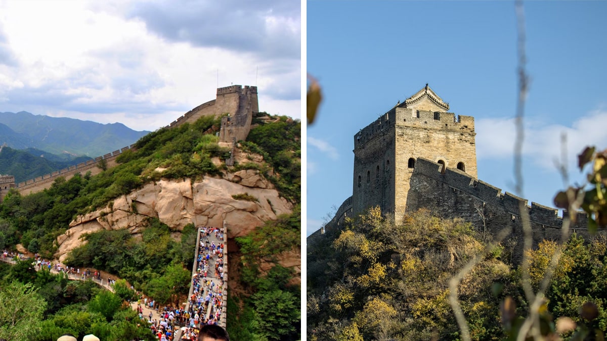 Links: Badaling, Foto: Melissa / Unsplash
Rechts: Jinshanling, Foto: Tristan / Unsplash